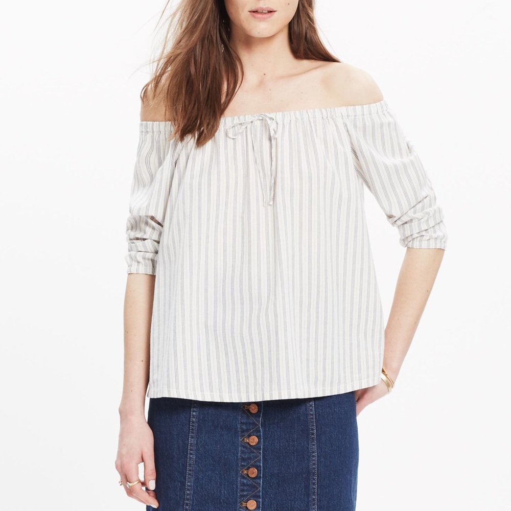✨5 FOR $25✨  Madewell Striped Off the Shoulder Cottagecore Peasant Blouse
